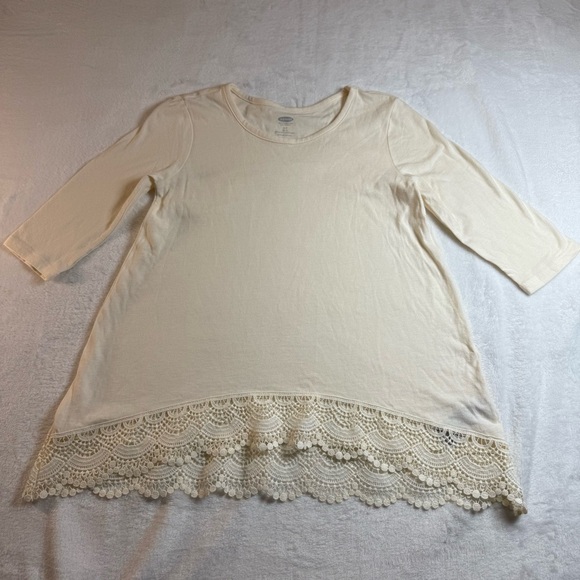 Old Navy Cream Tunic with Lace Hem - Picture 1 of 4